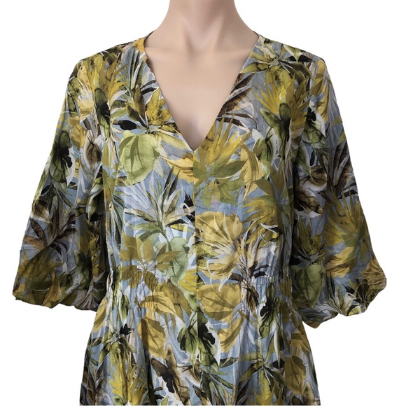 🌿 DAVID LAWRENCE 🌿women’s multicoloured floral midi dress puff sleeves size 10 - Picture 6 of 12